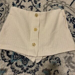 Zara Cream Mini Skirt with Gold Buttons